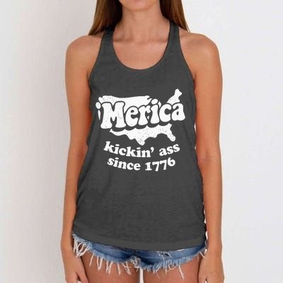 4th Of July Merica Kickin Ass Since 1776 Independence Day Gift Women's Knotted Racerback Tank