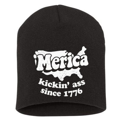4th Of July Merica Kickin Ass Since 1776 Independence Day Gift Short Acrylic Beanie