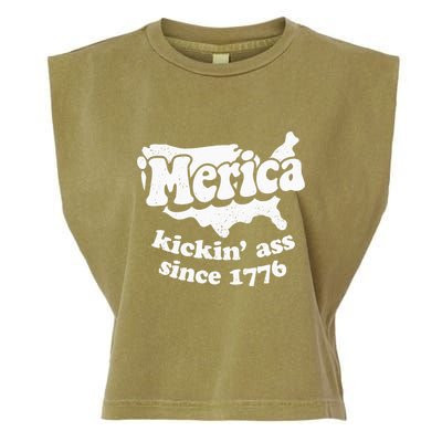 4th Of July Merica Kickin Ass Since 1776 Independence Day Gift Garment-Dyed Women's Muscle Tee