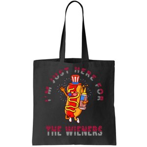 4th Of July Im Just Here For The Wieners Hot Dogs Funny Tote Bag