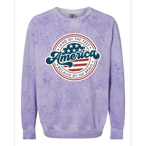 4th Of July America The Land Of The Free Because Of Brave Colorblast Crewneck Sweatshirt