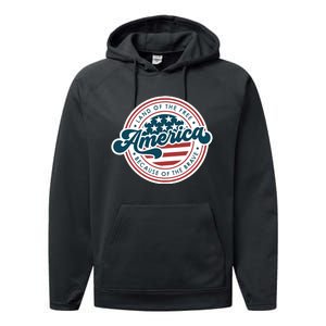 4th Of July America The Land Of The Free Because Of Brave Performance Fleece Hoodie