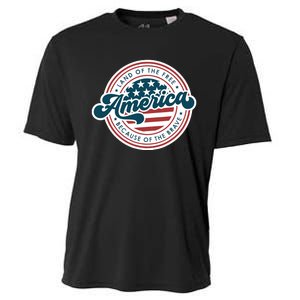 4th Of July America The Land Of The Free Because Of Brave Cooling Performance Crew T-Shirt