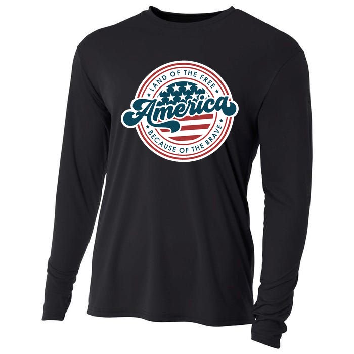 4th Of July America The Land Of The Free Because Of Brave Cooling Performance Long Sleeve Crew