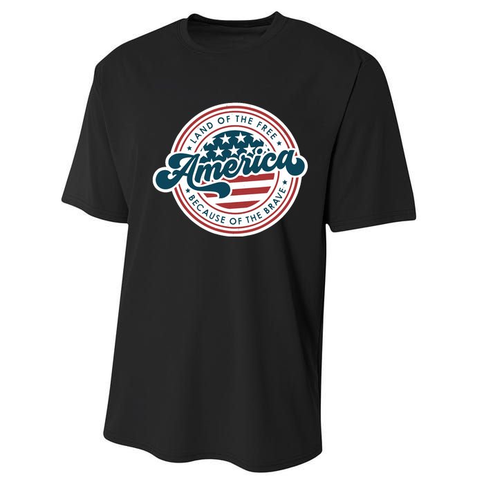 4th Of July America The Land Of The Free Because Of Brave Performance Sprint T-Shirt