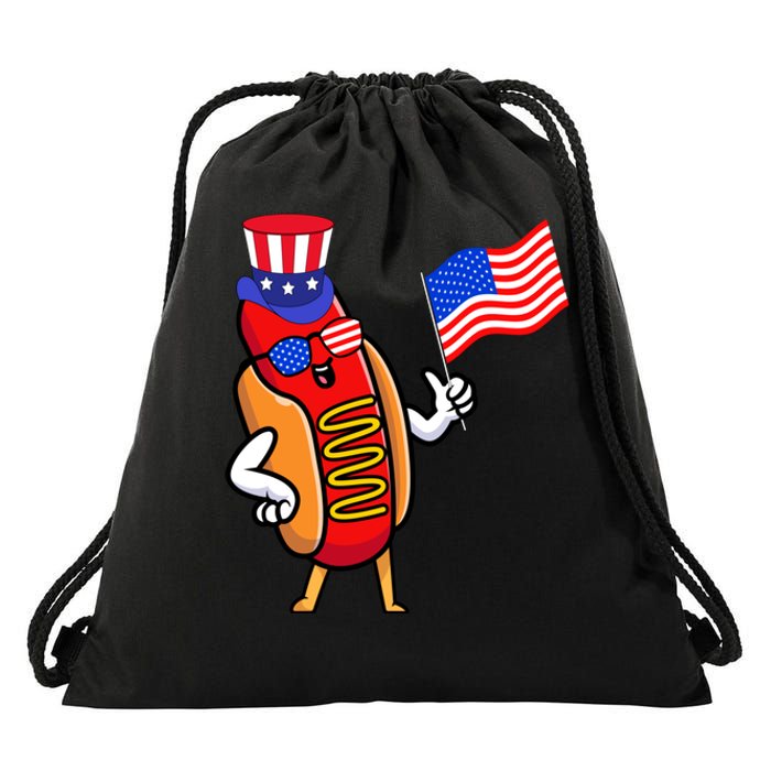 4th Of July Hot Dog Hotdog 4th Of July Drawstring Bag