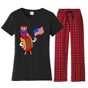 4th Of July Hot Dog Hotdog 4th Of July Women's Flannel Pajama Set