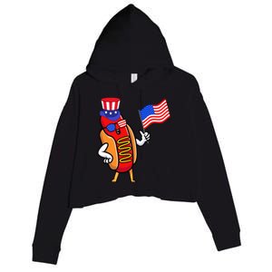 4th Of July Hot Dog Hotdog 4th Of July Crop Fleece Hoodie