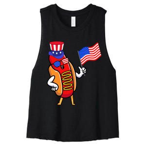 4th Of July Hot Dog Hotdog 4th Of July Women's Racerback Cropped Tank