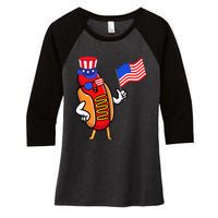 4th Of July Hot Dog Hotdog 4th Of July Women's Tri-Blend 3/4-Sleeve Raglan Shirt