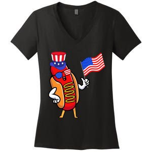 4th Of July Hot Dog Hotdog 4th Of July Women's V-Neck T-Shirt