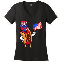 4th Of July Hot Dog Hotdog 4th Of July Women's V-Neck T-Shirt