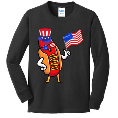 4th Of July Hot Dog Hotdog 4th Of July Kids Long Sleeve Shirt