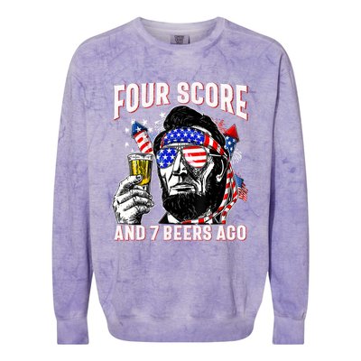 4th Of July Drinking Beer Patriot Four Score And 7 Beers Ago Colorblast Crewneck Sweatshirt