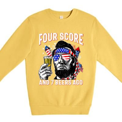 4th Of July Drinking Beer Patriot Four Score And 7 Beers Ago Premium Crewneck Sweatshirt