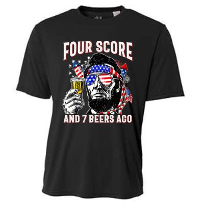 4th Of July Drinking Beer Patriot Four Score And 7 Beers Ago Cooling Performance Crew T-Shirt