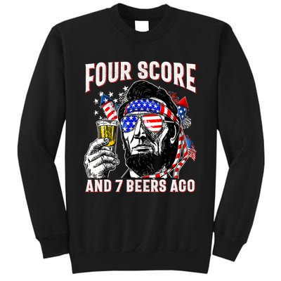 4th Of July Drinking Beer Patriot Four Score And 7 Beers Ago Sweatshirt