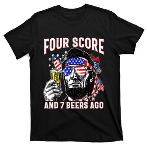 4th Of July Drinking Beer Patriot Four Score And 7 Beers Ago T-Shirt