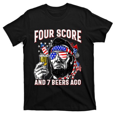 4th Of July Drinking Beer Patriot Four Score And 7 Beers Ago T-Shirt