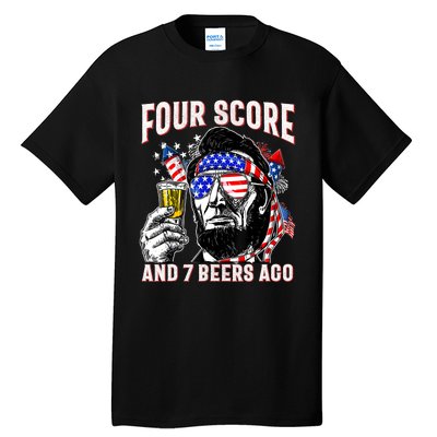 4th Of July Drinking Beer Patriot Four Score And 7 Beers Ago Tall T-Shirt