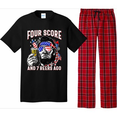 4th Of July Drinking Beer Patriot Four Score And 7 Beers Ago Pajama Set