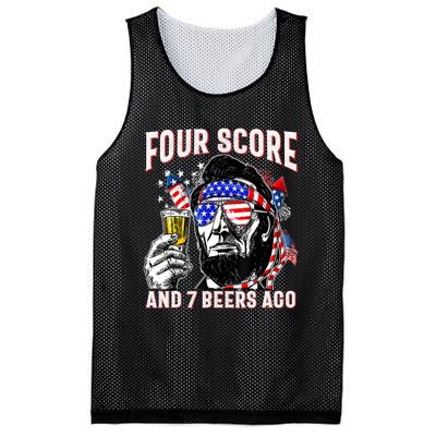 4th Of July Drinking Beer Patriot Four Score And 7 Beers Ago Mesh Reversible Basketball Jersey Tank