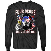 4th Of July Drinking Beer Patriot Four Score And 7 Beers Ago Tie-Dye Long Sleeve Shirt