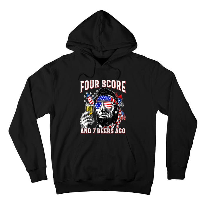 4th Of July Drinking Beer Patriot Four Score And 7 Beers Ago Tall Hoodie