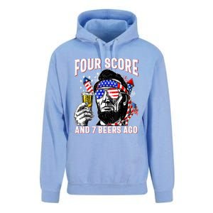 4th Of July Drinking Beer Patriot Four Score And 7 Beers Ago Unisex Surf Hoodie