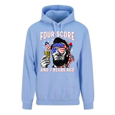 4th Of July Drinking Beer Patriot Four Score And 7 Beers Ago Unisex Surf Hoodie