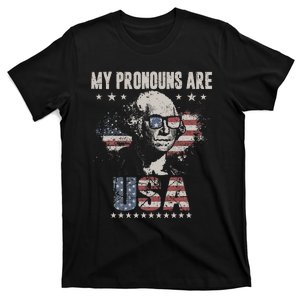 4th Of July My Pronouns Are USA Flag For Men Women & Kids T-Shirt