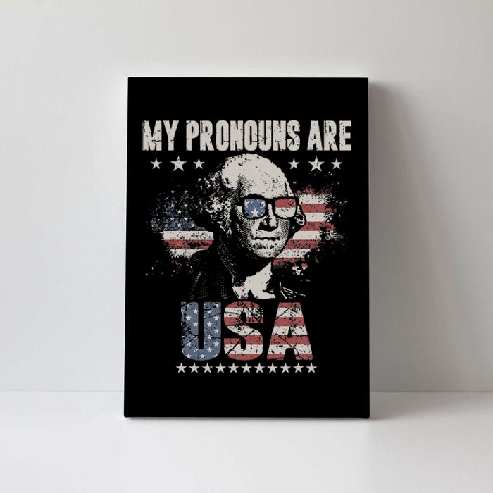 4th Of July My Pronouns Are USA Flag For Men Women & Kids Canvas