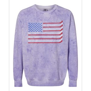 4th Of July Hockey Hockey American Flag Usa Patriotic Sport Great Gift Colorblast Crewneck Sweatshirt