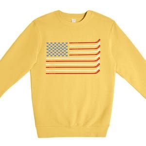 4th Of July Hockey Hockey American Flag Usa Patriotic Sport Great Gift Premium Crewneck Sweatshirt