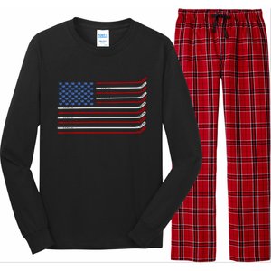 4th Of July Hockey Hockey American Flag Usa Patriotic Sport Great Gift Long Sleeve Pajama Set