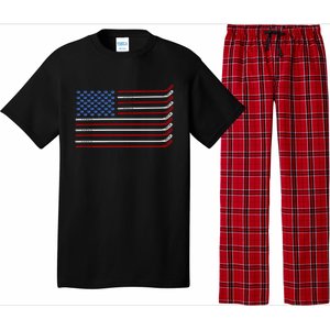 4th Of July Hockey Hockey American Flag Usa Patriotic Sport Great Gift Pajama Set