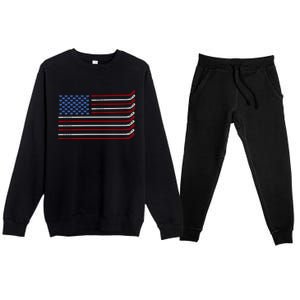 4th Of July Hockey Hockey American Flag Usa Patriotic Sport Great Gift Premium Crewneck Sweatsuit Set