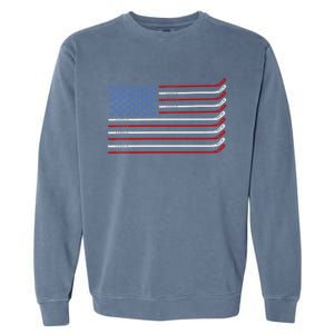 4th Of July Hockey Hockey American Flag Usa Patriotic Sport Great Gift Garment-Dyed Sweatshirt