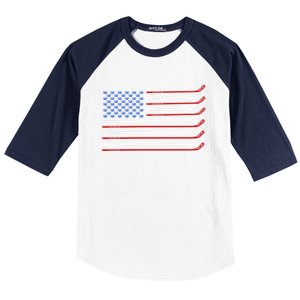 4th Of July Hockey Hockey American Flag Usa Patriotic Sport Great Gift Baseball Sleeve Shirt