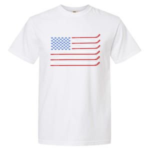 4th Of July Hockey Hockey American Flag Usa Patriotic Sport Great Gift Garment-Dyed Heavyweight T-Shirt