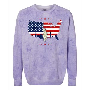 4th Of July American Flag Statue Of Liberty Colorblast Crewneck Sweatshirt