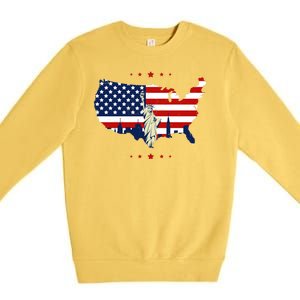 4th Of July American Flag Statue Of Liberty Premium Crewneck Sweatshirt