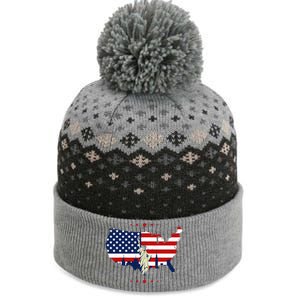 4th Of July American Flag Statue Of Liberty The Baniff Cuffed Pom Beanie