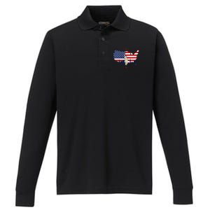 4th Of July American Flag Statue Of Liberty Performance Long Sleeve Polo