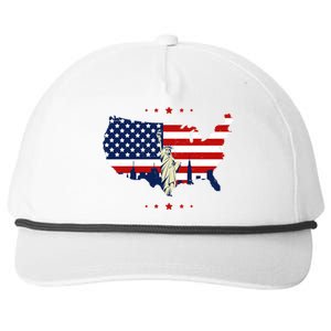 4th Of July American Flag Statue Of Liberty Snapback Five-Panel Rope Hat