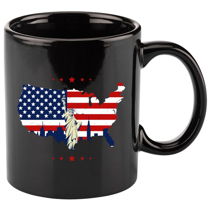 4th Of July American Flag Statue Of Liberty 11oz C Handle Ceramic Mug