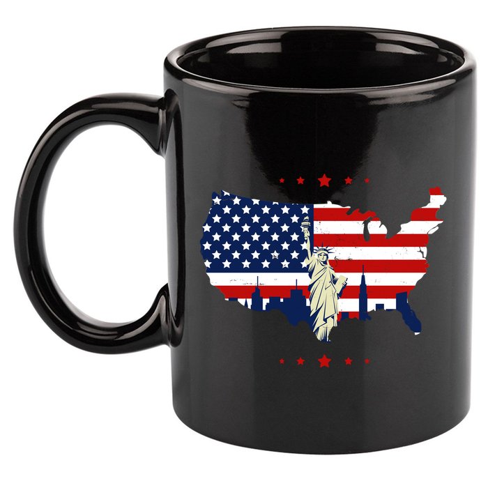 4th Of July American Flag Statue Of Liberty 11oz C Handle Ceramic Mug