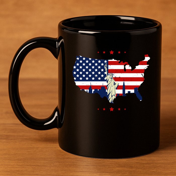 4th Of July American Flag Statue Of Liberty 11oz C Handle Ceramic Mug