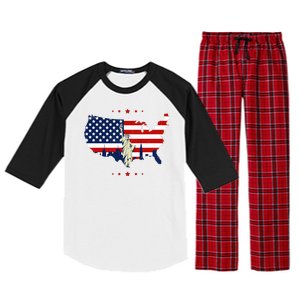 4th Of July American Flag Statue Of Liberty Raglan Sleeve Pajama Set