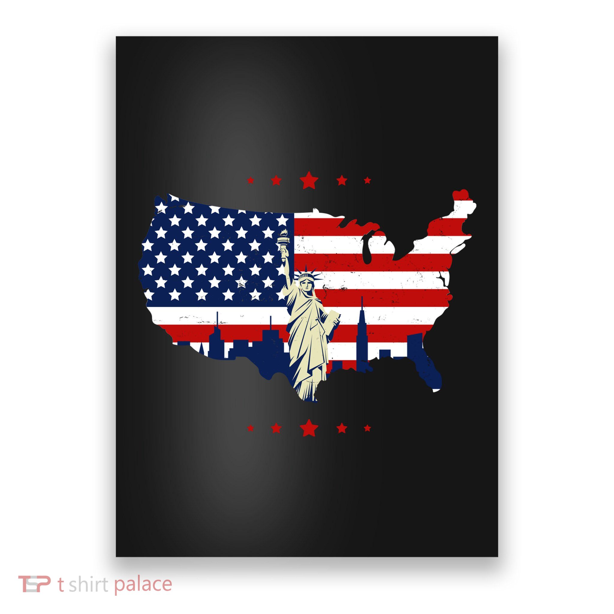 4th Of July American Flag Statue Of Liberty Poster